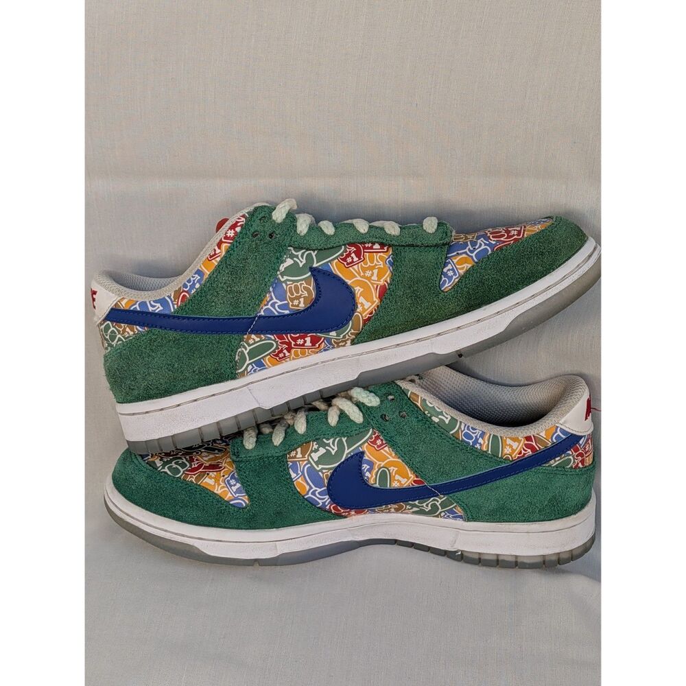 Nike Dunk Low Foam Finger Green Blue Multi Color Sneakers D15299-300 Men’s 7